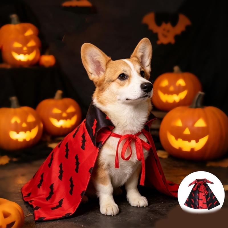 Halloween Pet Capes Costume with Bat Regulable Vampires Cloaks for Kittens Dog Cats Cosplay Party Holiday Decoration B03E