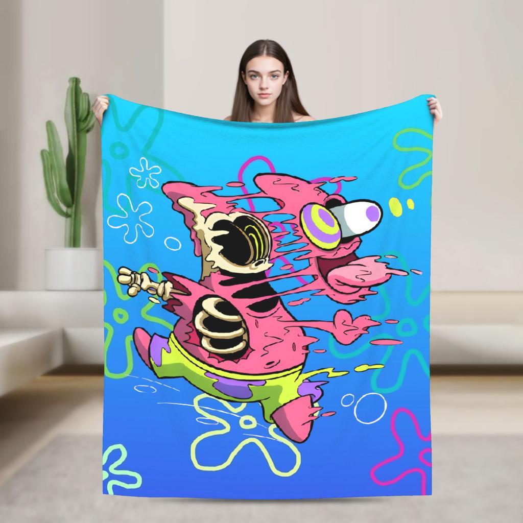 SpongeBob SquarePants Cartoon Blankets Fleece Lightweight Thin Throw Blanket for Bedroom Sofa Bed Rug