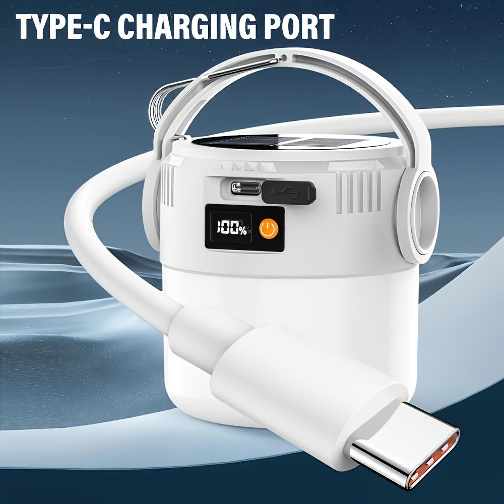 Solcelle campinglys USB oppladbart med metallkrok teltlys display batterinivå Utendørsaktivitet camping fiske Kompakt design
