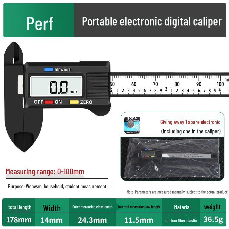 Carbon Fiber Digital Caliper, 0-150mm, for Jewelry and Wenwan Precision Measuring