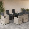 VidaXL Garden Dining Set with Cushions 7 Pcs, Table and Chairs with Adjustable Backrest and Footrest, Furniture 3212602