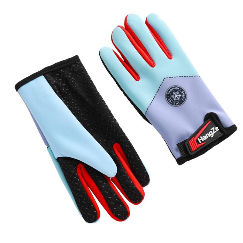 Children's gloves autumn and winter velvet warm students boys and girls thickened cycling windproof outdoor cycling cold-proof gloves