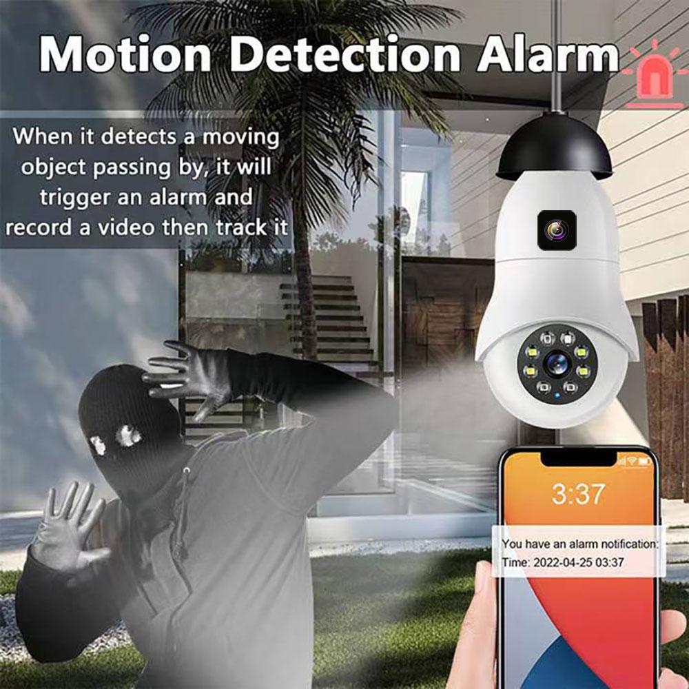 8MP 4K Bulb WiFi Dual Lens Color Night Vision Auto Tracking Zoom Indoor Security Monitor E27 Surveillance Wireless Camera