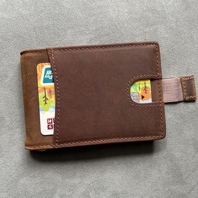 Genuine Leather Money Clip Wallet EU USA Euros Gifts Money Holder with Front Pocket