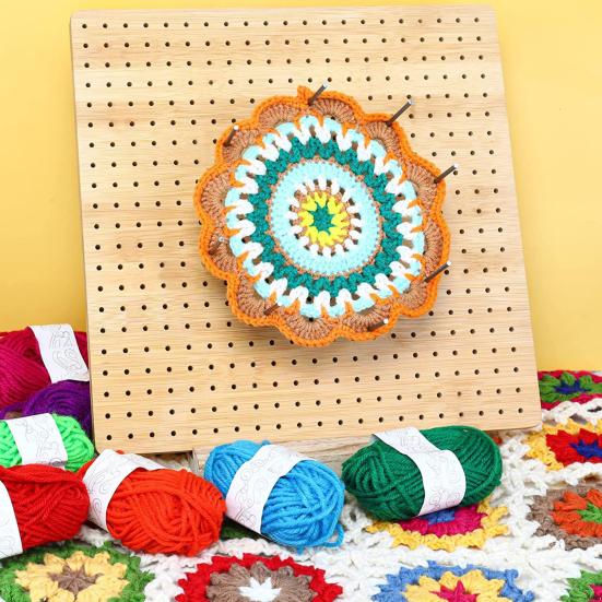 1 Set Häkel-Blockierbrett, glatte Kante, hohe Haltbarkeit, nicht leicht verformbar, wiederverwendbar, mit dichten Löchern, quadratisches Häkel-Blockierbrett mit Nadel-Set