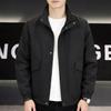 Men Plus Size Stand Collar Jacket Loose Casual Zip Up Outerwear Big Pockets Windproof Coat For Big Men