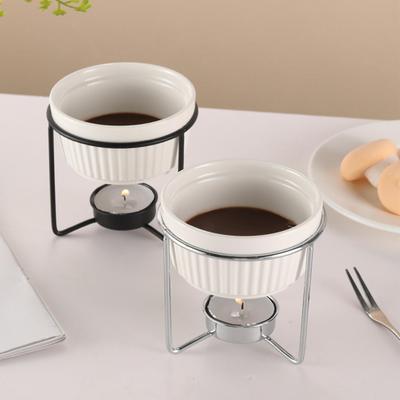 Butter Warmer Pot Portable Ceramic Kitchen Supplies Cheese Fondue Pot Tea Warmer Set For Seafood Chocolate Tea Dessert Snacks