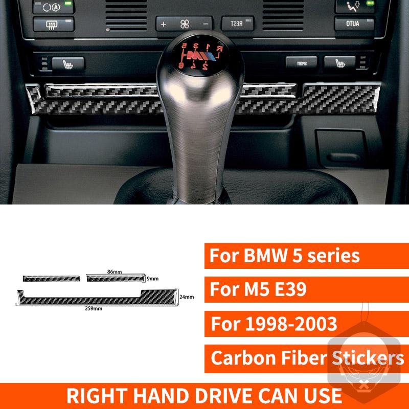 For BMW 5 Series M5 E39 1998-2003 Real Carbon Fiber Sticker Radio AC CD Shift Door Lift Panel Car Accessories Ide Decorative