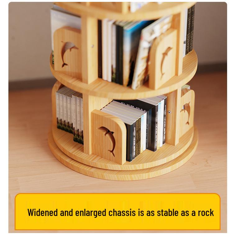 Solid Wood Rotating Bookshelf: Children's Picture Book and Toy Storage Rack