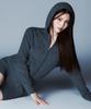 MUSINSA STANDARD WOMAN [Victoria Wool] Women'S Minimal Ribbed Hooded Knit Zip-Up [Heather Grey]