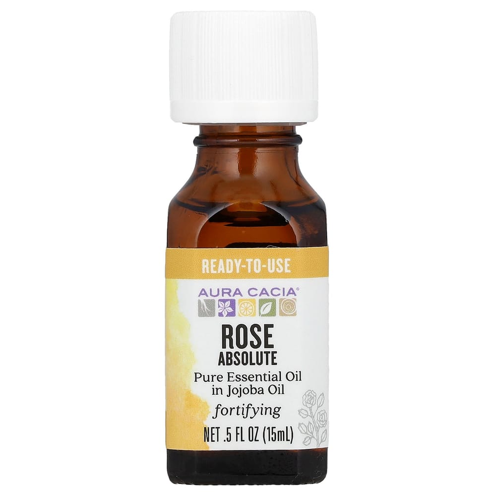 Aura Cacia Pure Essential Oil, Rose Absolute with Jojoba Oil, 15ml (0.5 fl oz)