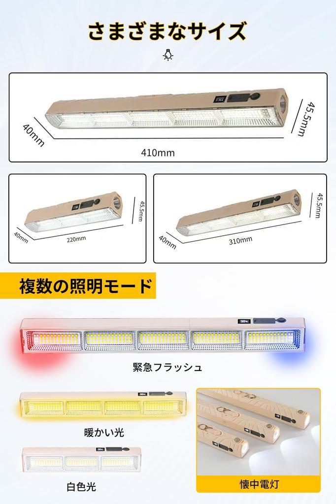 SGEBD Rechargeable LED Magnetic Light with 2500mAh 5 Lighting Warm White Emergency Fishing Disaster Prevention Security Power Disaster Parking Lot