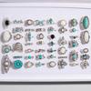 Anello bohemien con fiore turchese, anello retrò geometrico in pizzo, lotto misto di 48 pezzi