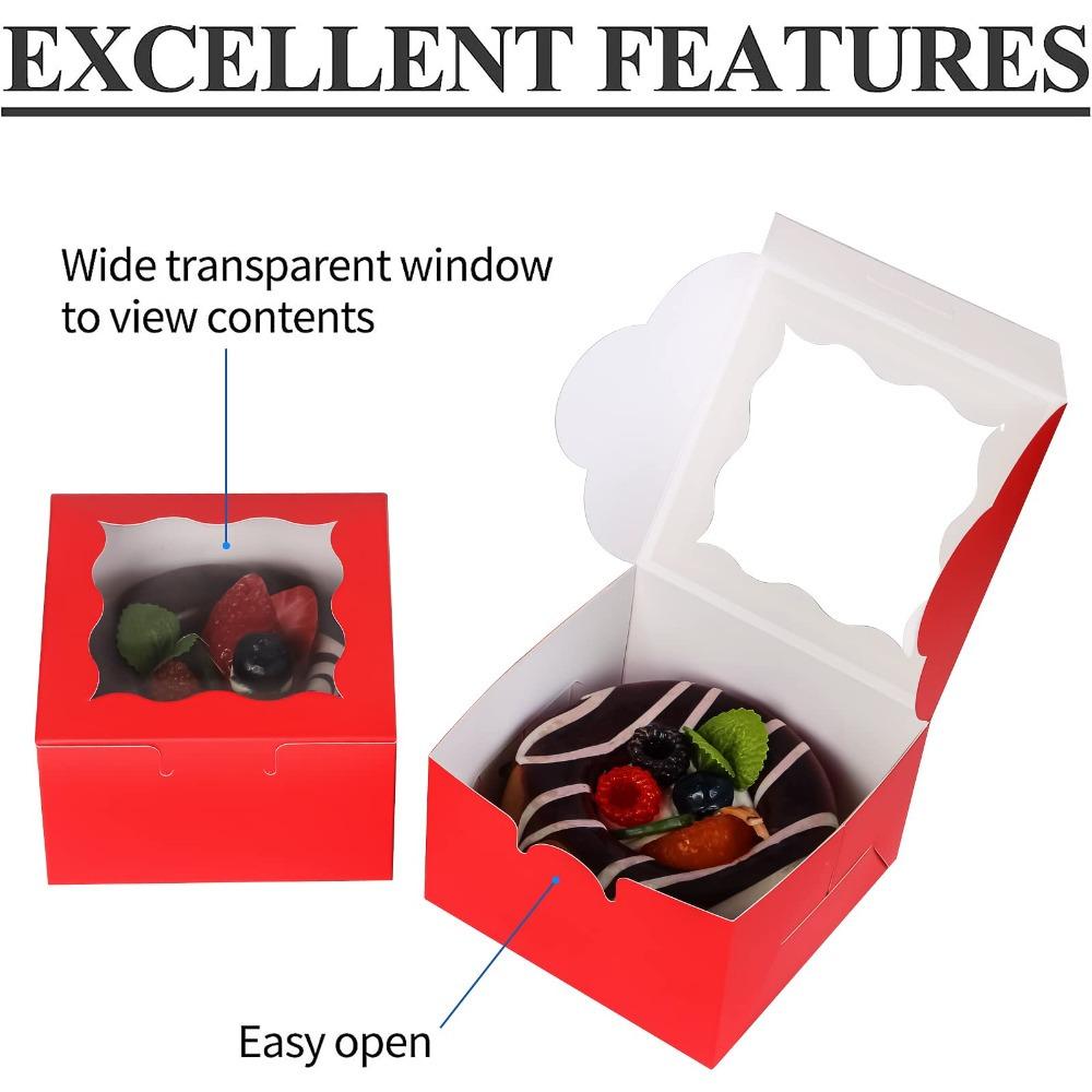 10pcs Treat Boxes with Window Gift Box with Tag and Rope Kraft Paper Red Gift Packing Box for Easter Weddings Parties Soap DIY