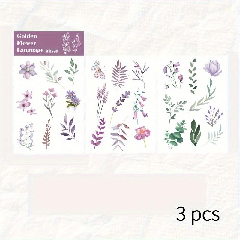 3 pcs/pack Plants flower leaves flat stickers DIY album Washi stickers Decorative Stick Labels Scrapbooking material