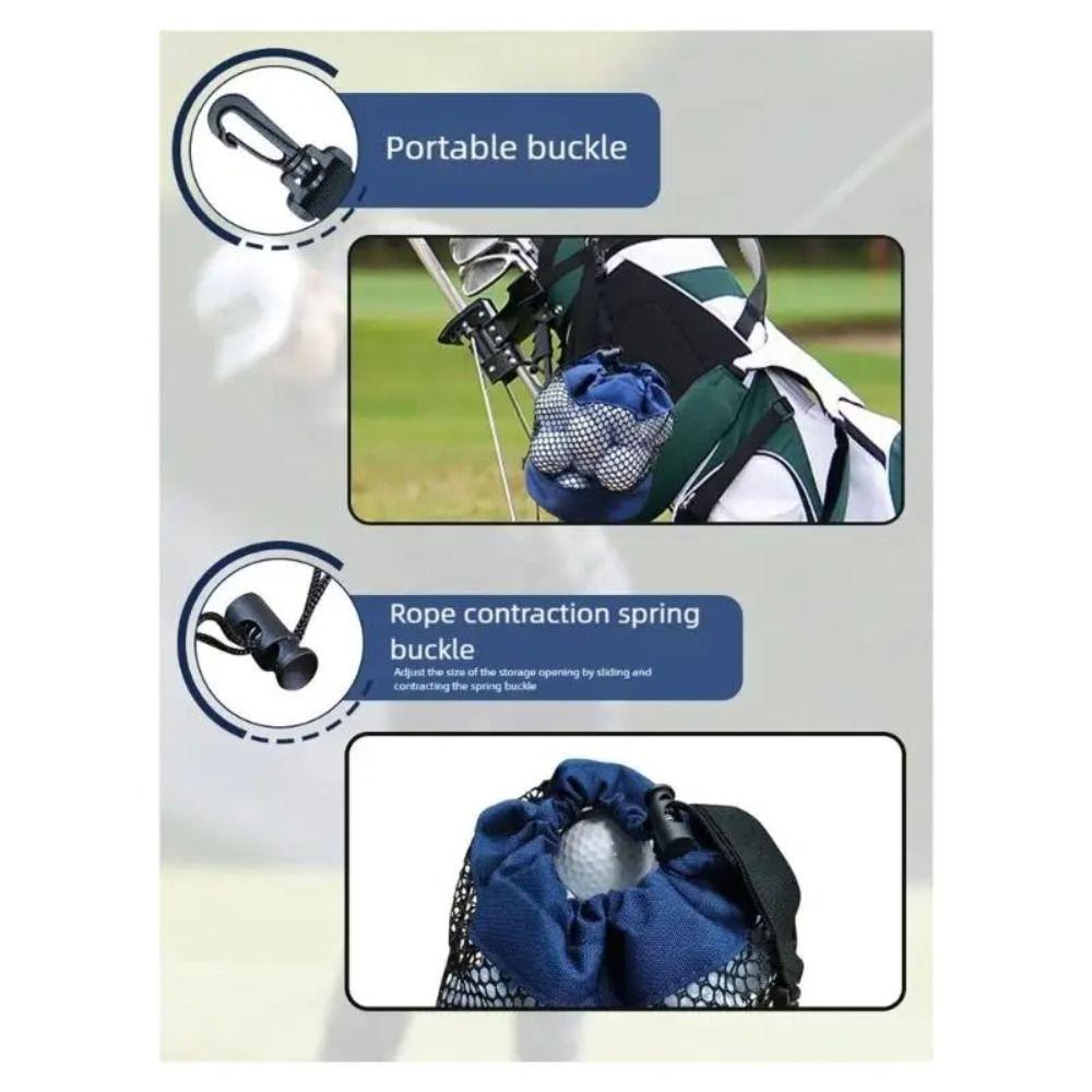 Drawstring Closure Mesh Golf Ball Pouch Portable Golf Ball Holder Easy Organization