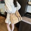 Casual large-capacity bag women's 2025 new simple canvas bag nylon cloth shoulder messenger tote bag