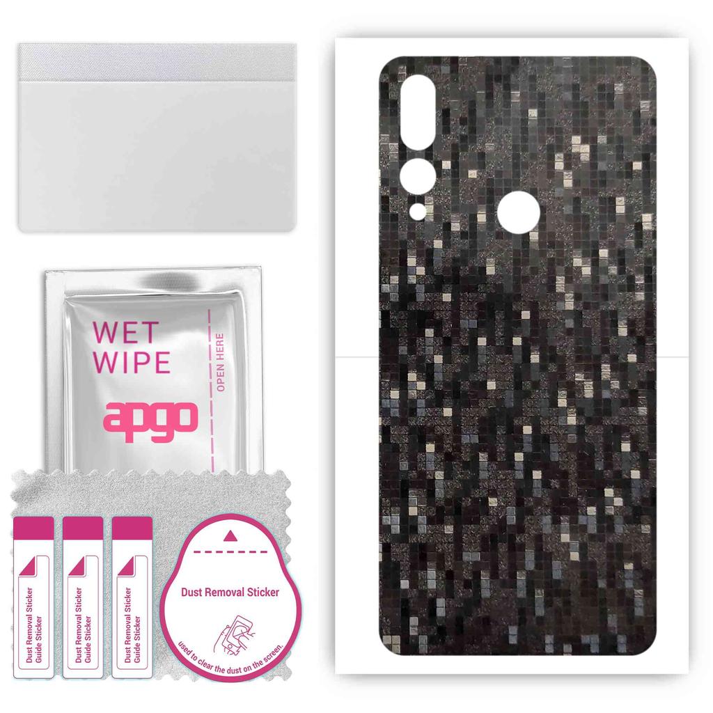 apgo Προστατευτικό αυτοκόλλητο δέρματος για την πλάτη συμβατό με Huawei Y9 Prime (2019), Μεμβράνη Περιτύλιξης, Αλουμινόχαρτο, Βινύλιο - Μοτίβο Carbon Black Pixel