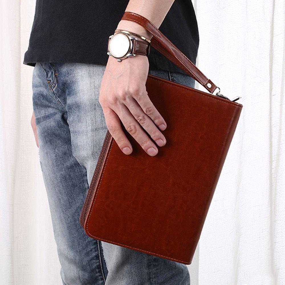PU Leather Portfolio Binder 6-Ring Business Notebook Multifunctional File Folder  Conference Use