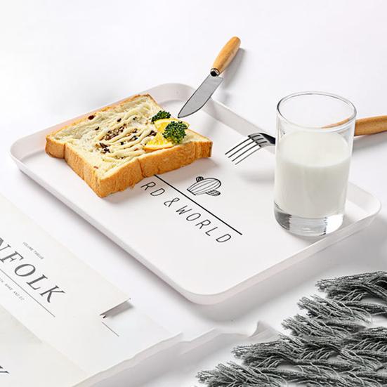 Serving Tray All-purpose Washable Plastic Rectangle Breakfast Fruit Bread Food Dish Gifts