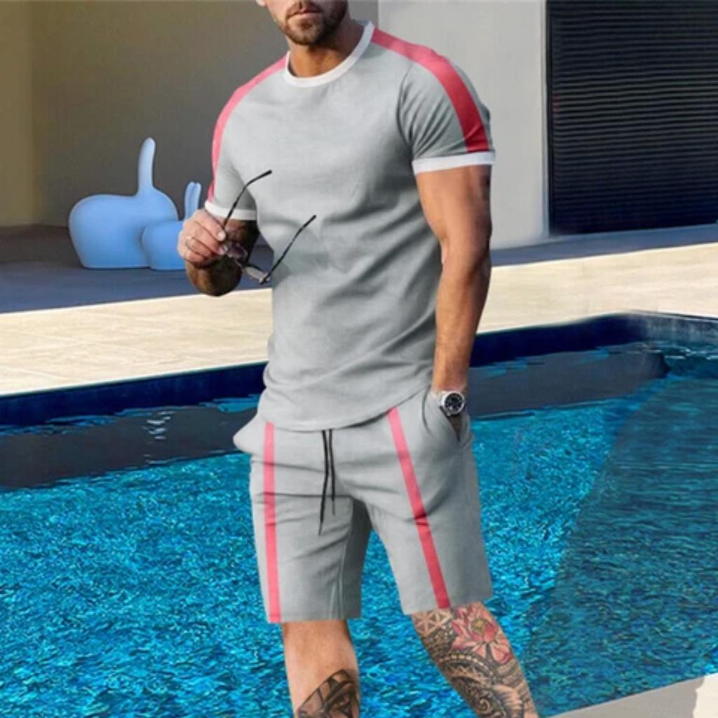 Hawaïs Heren T-shirt Casual Pak Zomer Korte Mouw Korte Broek Een Set Straatkleding Strandbroek Met Een Top Simpel Pak Voor Mannen
