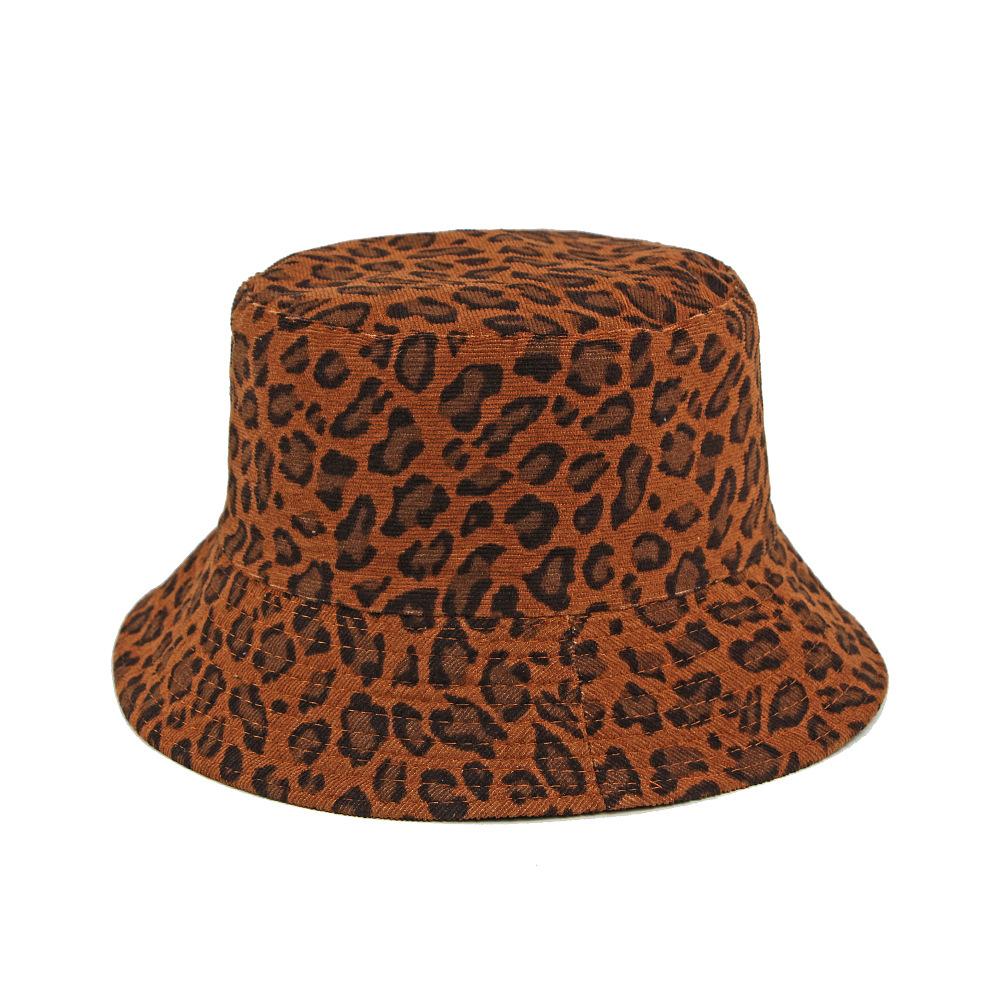 Damen Herbst Winter Leopard Fischerhut Outdoor Sonnenschutz Sonnenhut Eimerhut Basin Hut