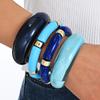 4 Stück Böhmisches Buntes Acryl Bambusrohr Armreif Set für Damen Vintage Elastisches Seil Mehrschichtig Stapelbar Armband Schmuck Geschenk