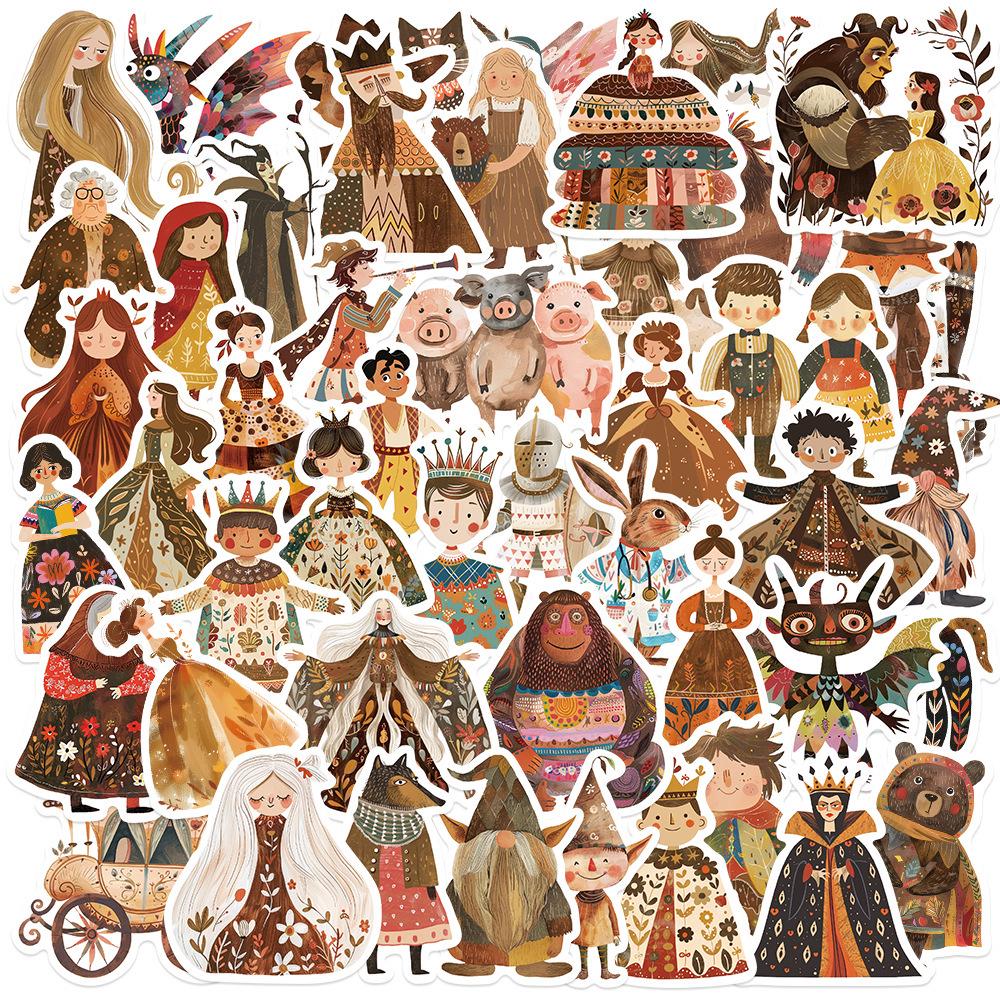 

50 Cartoon Fairy Tale Stickers: Waterproof, Perfect for Suitcases, Notebooks & Phones
