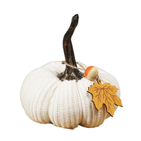 Mini Strikkede Gresskar Skrivebordspynt Høststoff Kunstige Gresskar Håndverk for Høst Takkefest Innhøstingsfestival Halloween Hjemmedekor