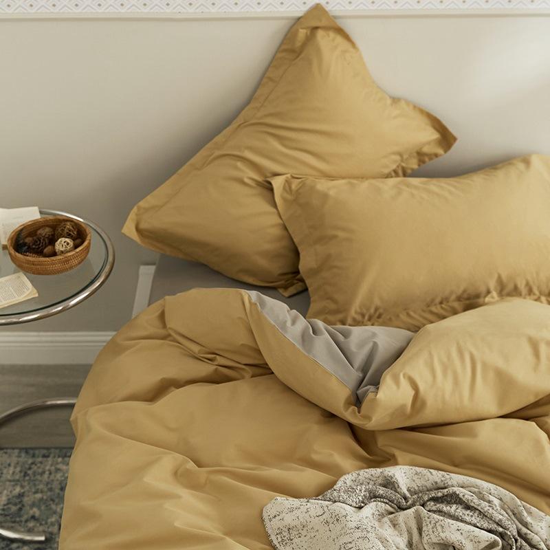 

Nordic 100 Pure Cotton Abraded Four-Piece Set, Thickened Warm Cotton Three-Piece Set, Bed Sheet Quilt Cover, Bed Hat 1.2m 3pc(quilt cover 150 * 200cm)