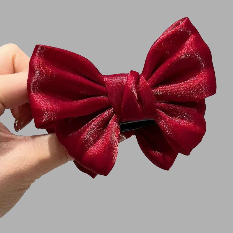 Delicato fermaglio per capelli con fiocco in velluto Fermaglio per capelli grande premium Fermaglio per capelli con perla francese sul retro