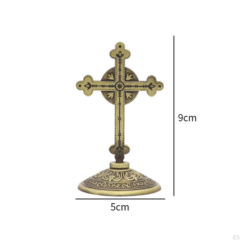 Cross Figurine Religious Art Piece Zinc Alloy Tabletop Decoration for Home And Office