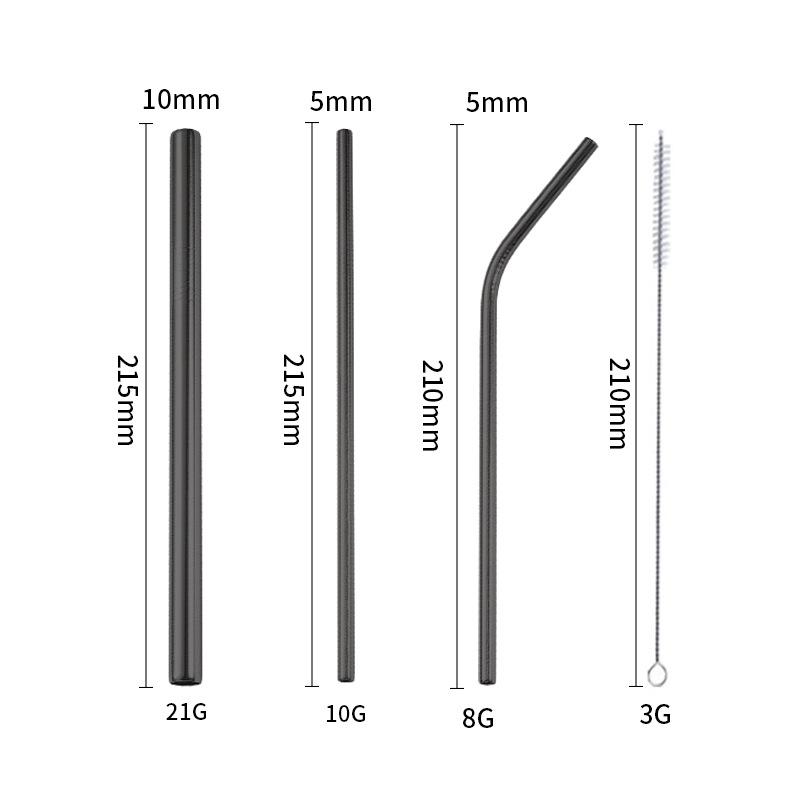 4PCS Stainless Steel Straw Reusable Metal Drinking Straw With Cleaner Brush For Home Party Barware Bar Accessories