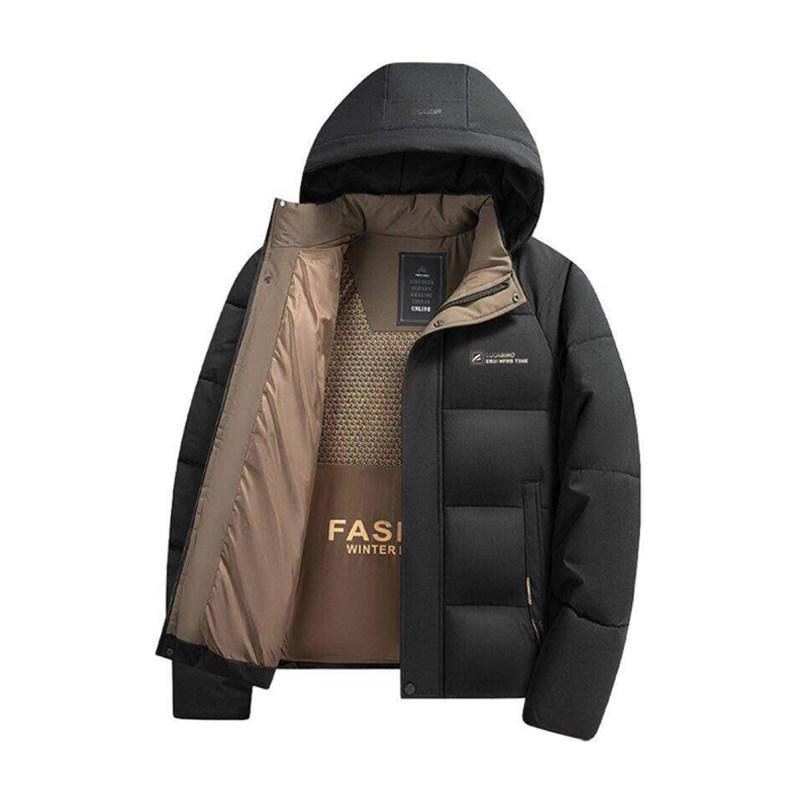 

Чоловіча тепла бавовняна куртка з капюшоном 2025 року - Модна та універсальна для людей середнього та похилого віку 180 чорний