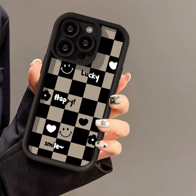 Love Smiley Face Is Suitable for Iphone17promax Mobile Phone Case 14Pro Anti-drop 13/12 Fine Hole Matte 15 Soft Case