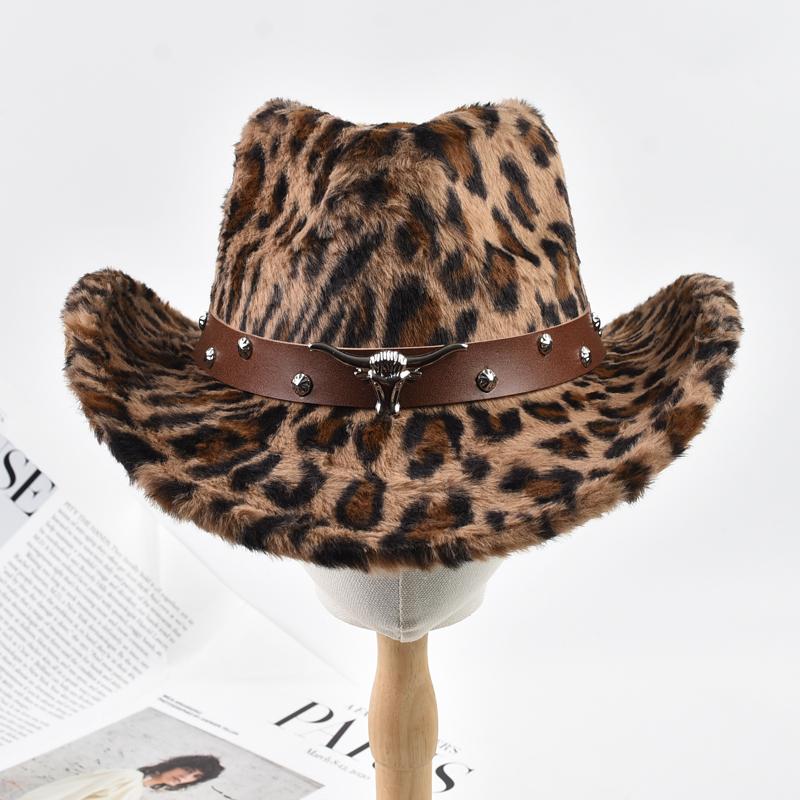 

Winter Fluffy Faux Fur Fedora Hats For Women Men Fashion Travel Party Warm Cowboy Hat One Size