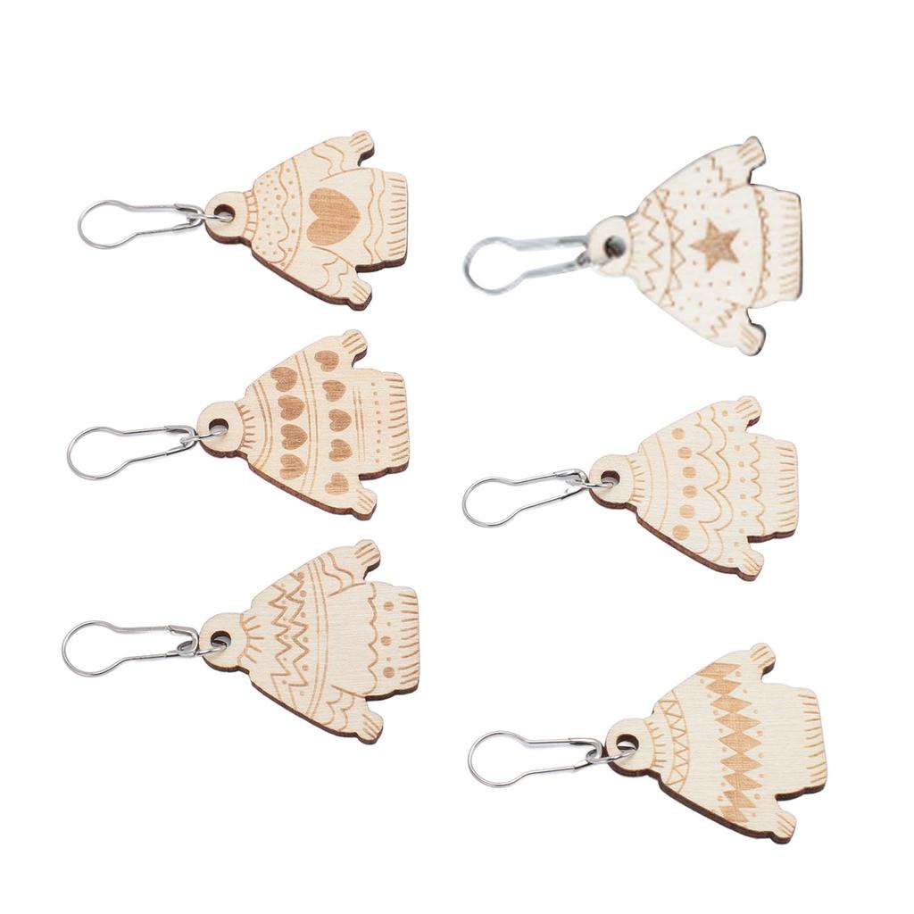 6Pcs Wooden Removable Stitch Markers for Knitting and Crocheting Lightweight Multipurpose Locking