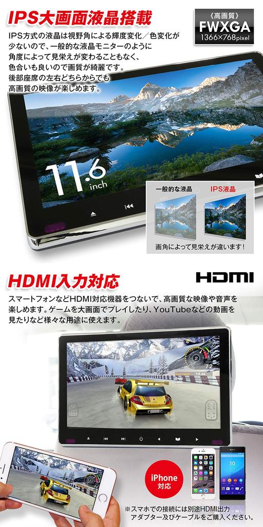 MAXWIN 11.6-inch Car Headrest DVD Player with Integrated Slot-in, CPRM, and HDMI Support (HRKIT1162)