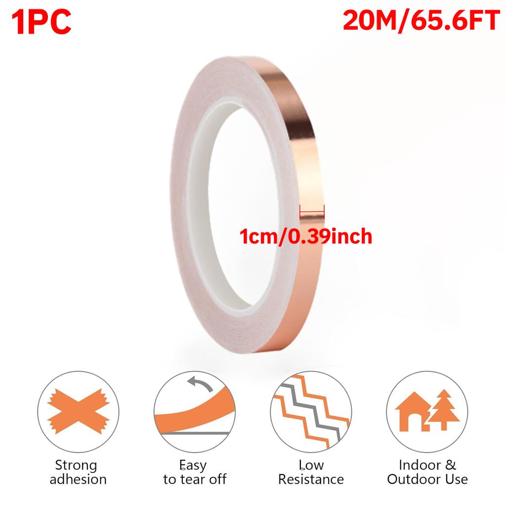 Copper Tape Double-Sided Conductive Copper foil tape for Stained Glass Conductive Tape for Guitar EMI Shielding Crafts