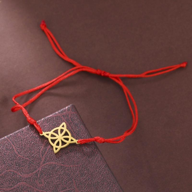 Pulsera de cordón rojo con dije de nudo de bruja, pulsera de amuleto de nudo de bruja de acero de titanio para mujeres y hombres, regalo de joyería de bruja Vintage