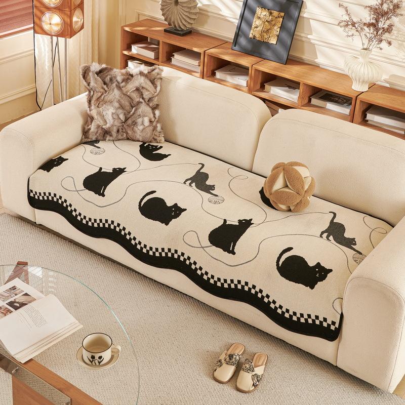

Medieval Retro Sofa Cushion One Piece New Leather Sofa Cover Cloth Towel Fixed Non-Slip Seat Cushion Universal In All Seasons 90*90cm
