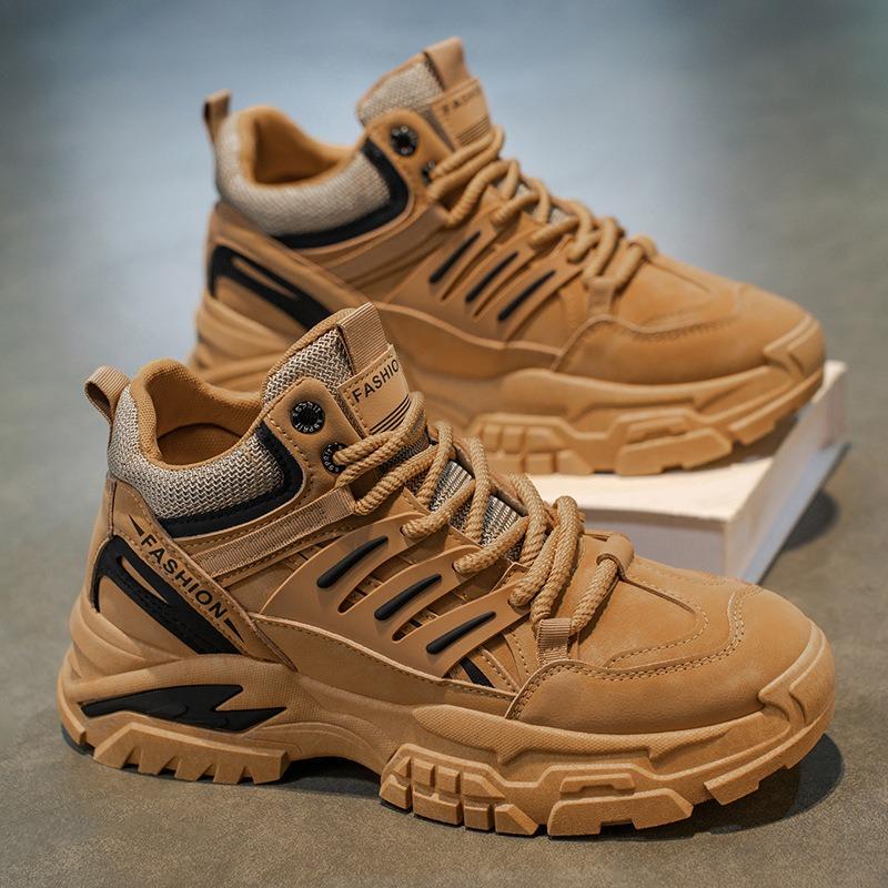 New Men's Sports Single Shoes Casual Trendy Brand Versatile Platform Heightening Men's Mountaineering Martin Sports Dad Trendy Shoes