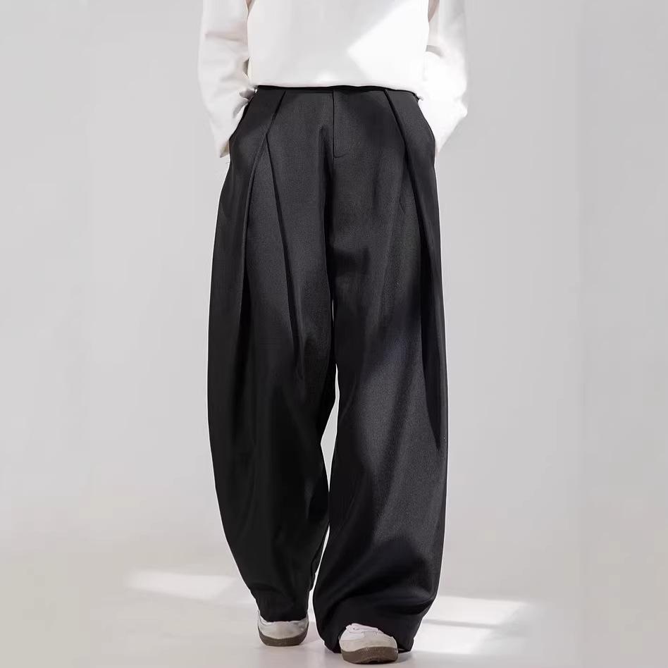 Three-dimensional Pleated A-shaped Silhouette Trousers Men's, Old Money Style High-end Commuter Trousers
