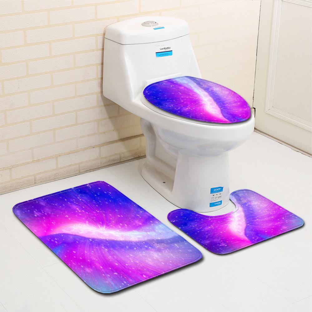 Bemalte Badezimmer-Toilette Dreiteiliges Bodenmatten-Kombinationsset Haushalts-Fußmatte Küche Saugfähiger Rutschfester Teppich