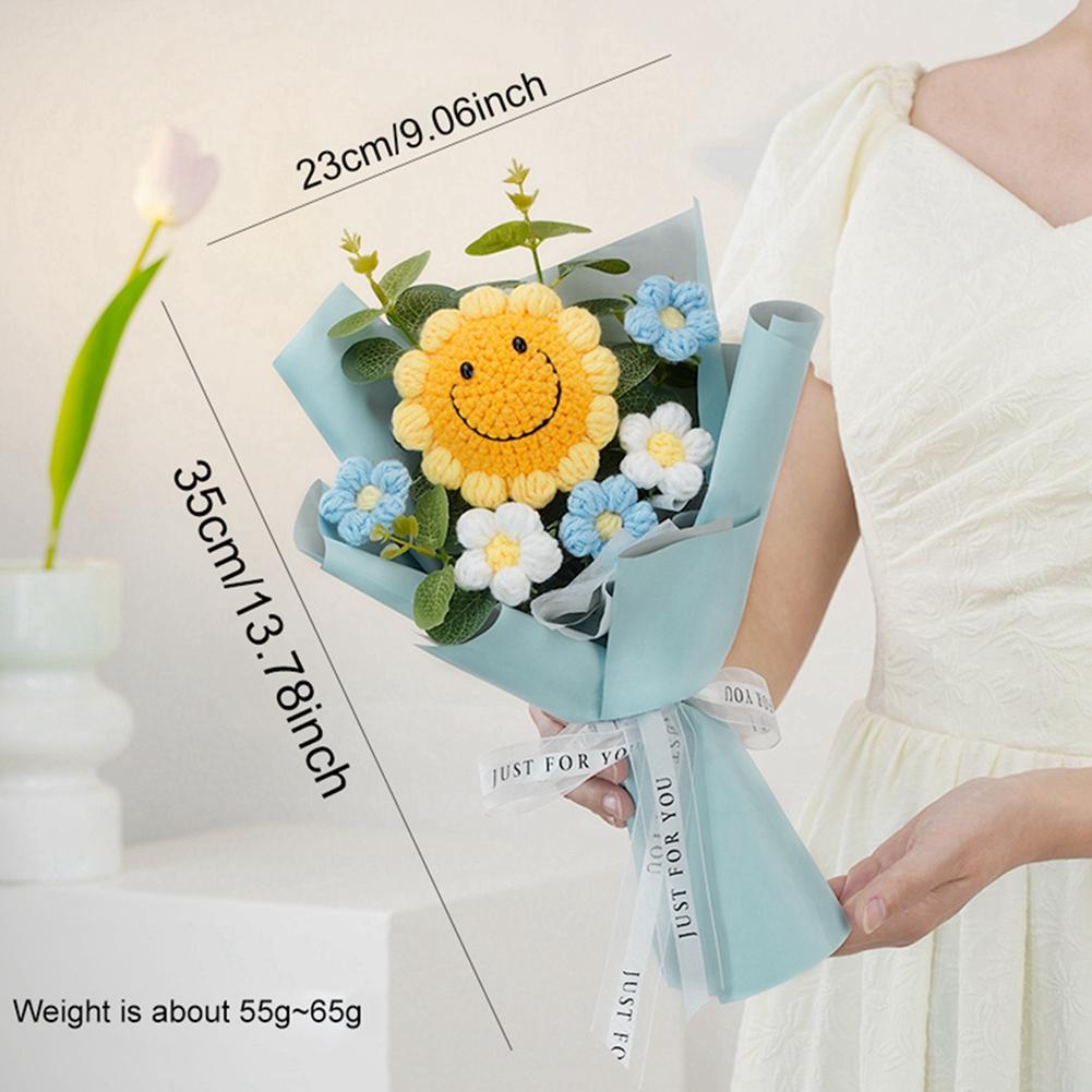 Háčkovaná kytice usměvavých slunečnic Simulovaná kytice Domácí dekorace