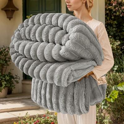 150*200CM Versatile Faux Rabbit Fur Blanket - Soft, Double-Sided Plush for Warmth Comfort In All Seasons, Perfect for Office