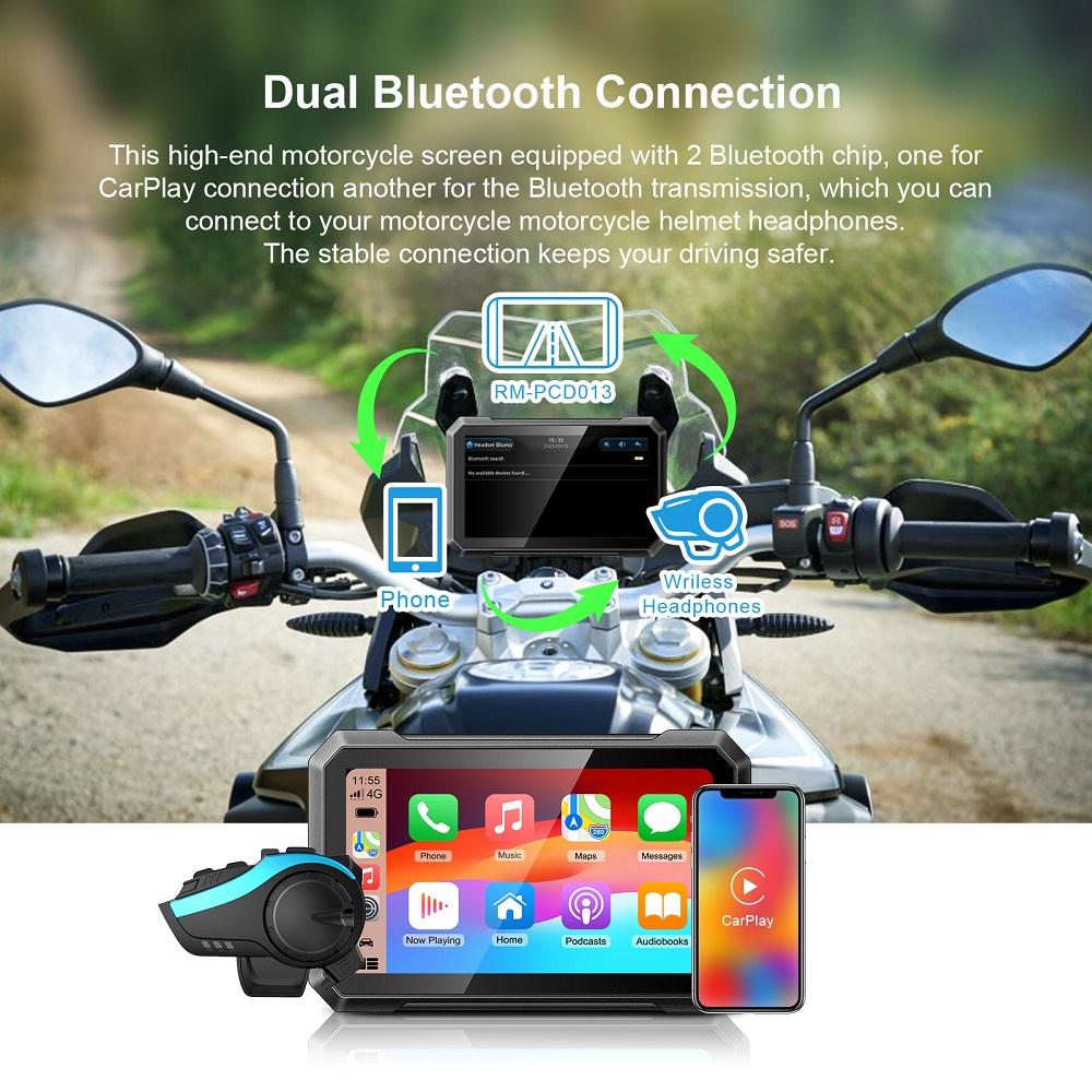 7inch Motorcycle Wireless Carplay Android Auto Moto Portable GPS Navigation Touch Screen Display IPX7 Waterproof Car Radio play
