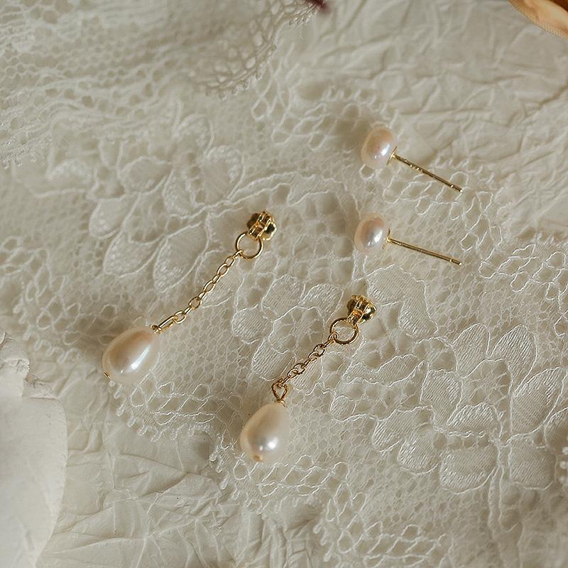 

HYACINTH natural freshwater pearl earrings without piercings, mosquito coil disc, earrings, design sense baroque earrings