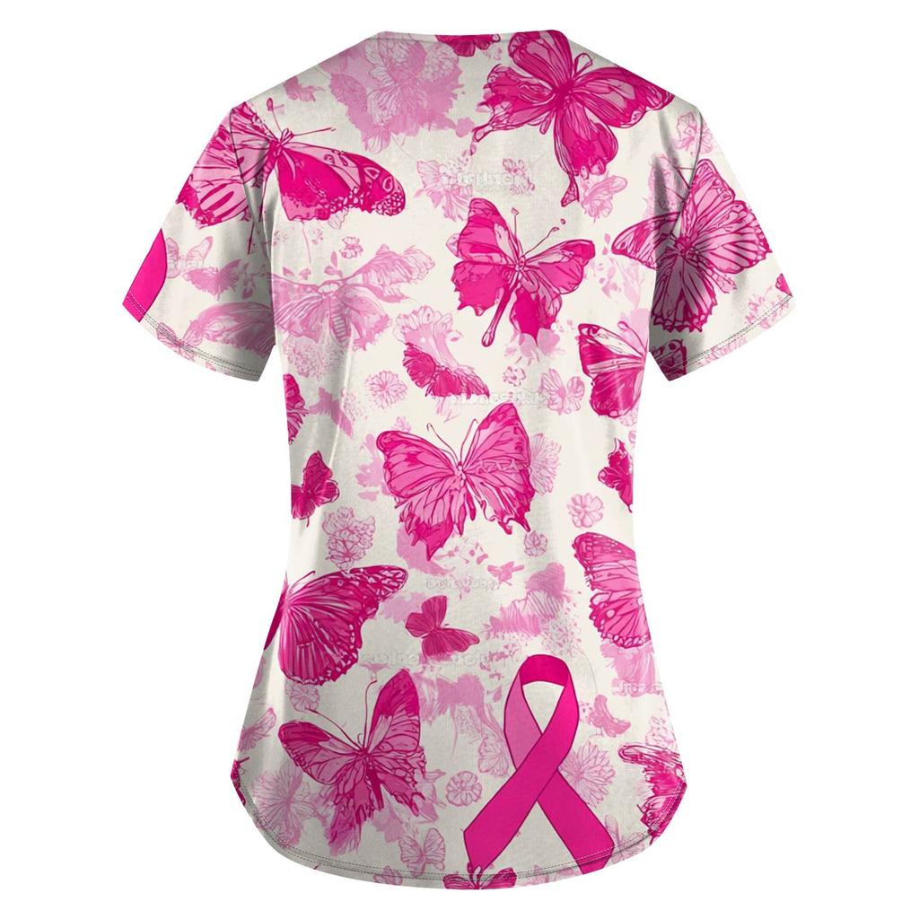 Moda para Mujer Monos de Manga Corta con Cuello en V con Bolsillos Tops Estampados Ropa