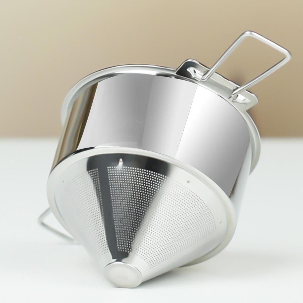 Stainless Steel Folding Ear Filter Cup, No Filter Paper, Easy To Carry and Clean Funnel, Outdoor Camping Coffee Utensils